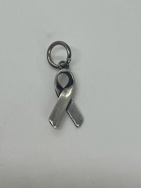 Vtg 925 Sterling Silver Support Ribbon Charm / Pendant